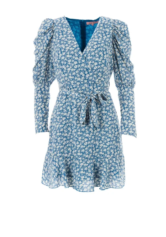 Seventy1 Volume Sleeve Daisy Print Mini Dress, Blue