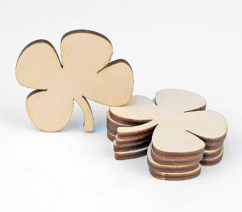 AmericanElm Set of 5 Wooden Leaf Clover Shape Ornaments Craft Hanging Tag Decoration