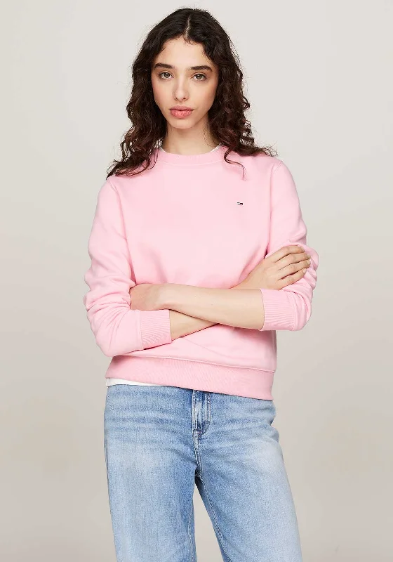 Tommy Jeans Womens Flag Patch Sweatshirt, Ballet Pink