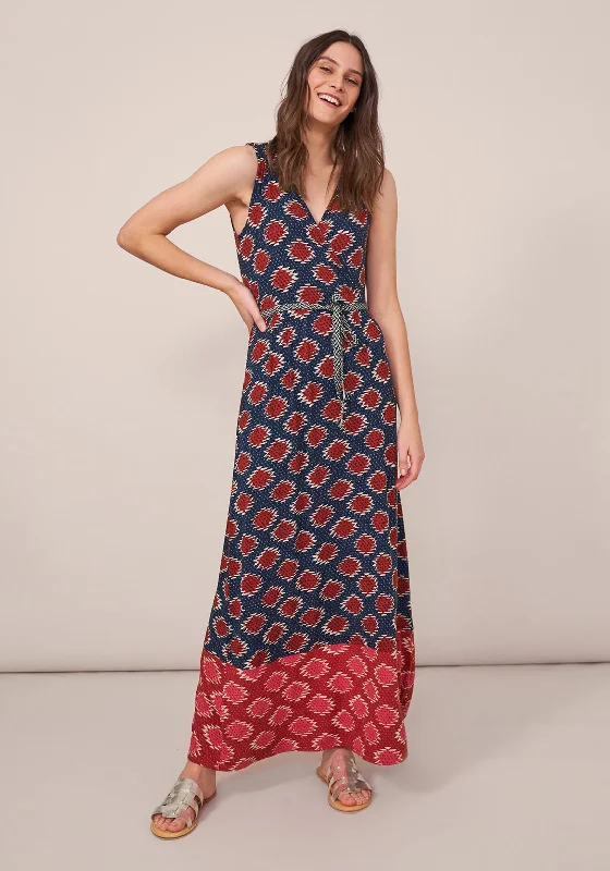 White Stuff Avery Eco Vero Wrap Maxi Dress, Navy Multi