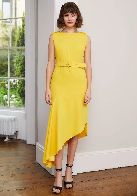 Sisters by Caroline Kilkenny Sona Asymmetric Dress, Yellow