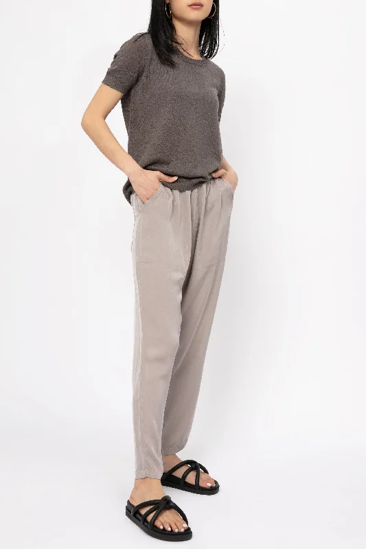 Silk Crop Pant in Greige