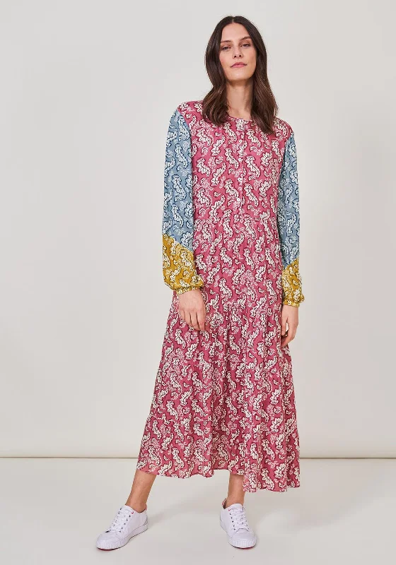 White Stuff Elina Leaf Print Maxi Dress, Pink Multi