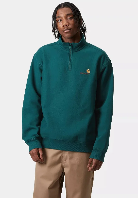 Carhartt WIP American Script Quarter Zip Sweatshirt, Malachite