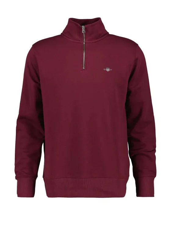 Gant Shield Half Zip Sweatshirt, Wine Red