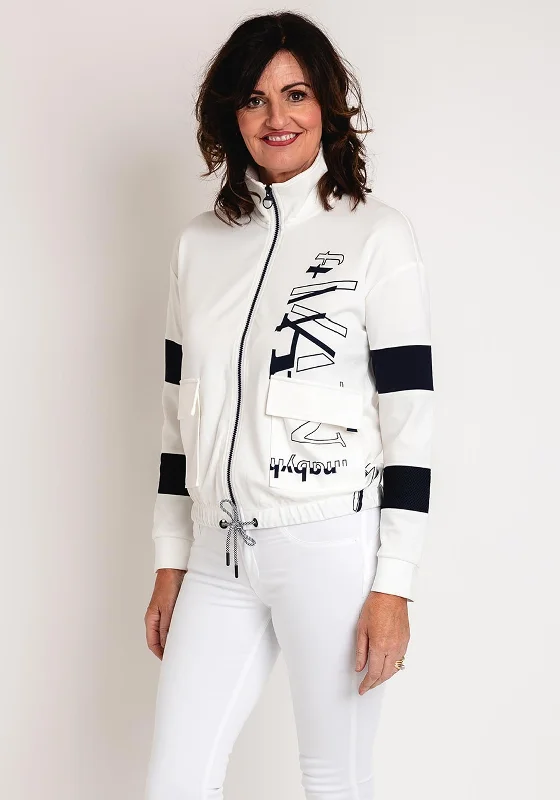 Barbara Lebek Print Full Zip Sweatshirt, White