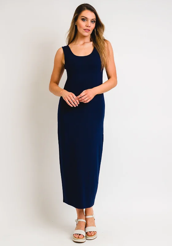 Naya Sleeveless Jersey Ankle Length Dress, French Navy