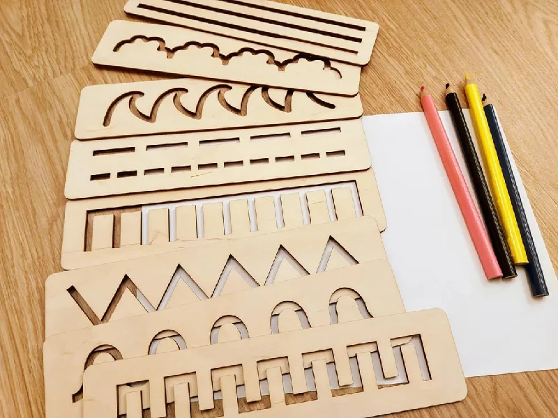 American Elm Wooden Montessori Stencil Set for Toddler, Educational Toy for Kids, Wooden Stencils setfor Kids, MDF Kids Craft