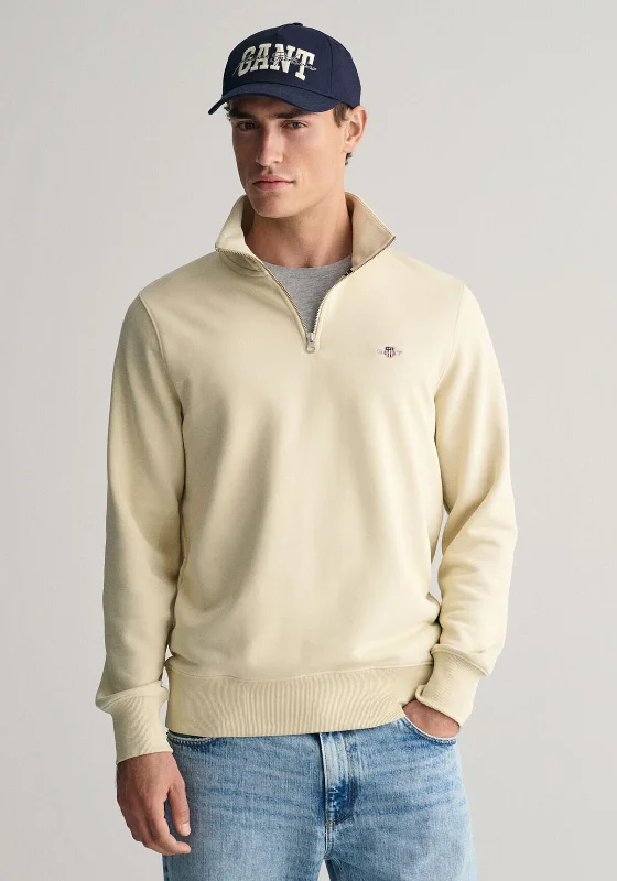 Gant Shield Half Zip Sweatshirt, Silky Beige