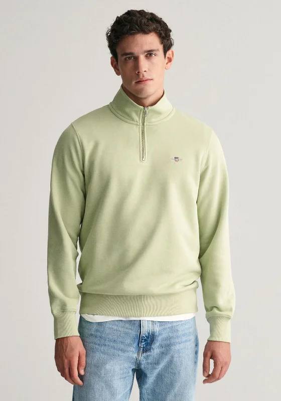 Gant Shield Half Zip Sweatshirt, Milky Matcha