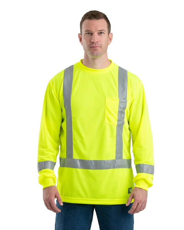 Berne HVK013 Men's Hi-Vis Class 3 Performance Long Sleeve Pocket T-Shirt