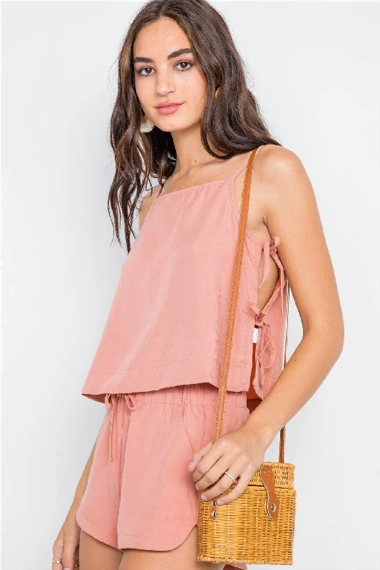 Blush Side-Tie Crop Top Short Set