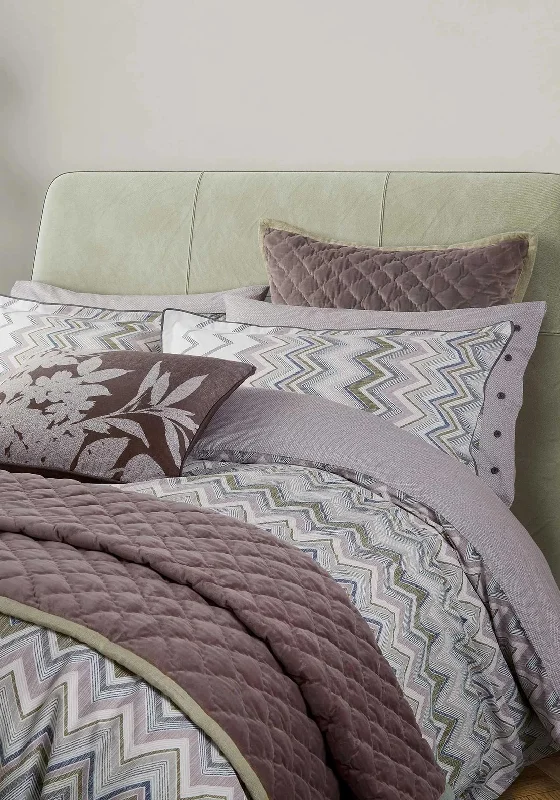 Bedeck Claudia Chevron Duvet Set, Pink and Green