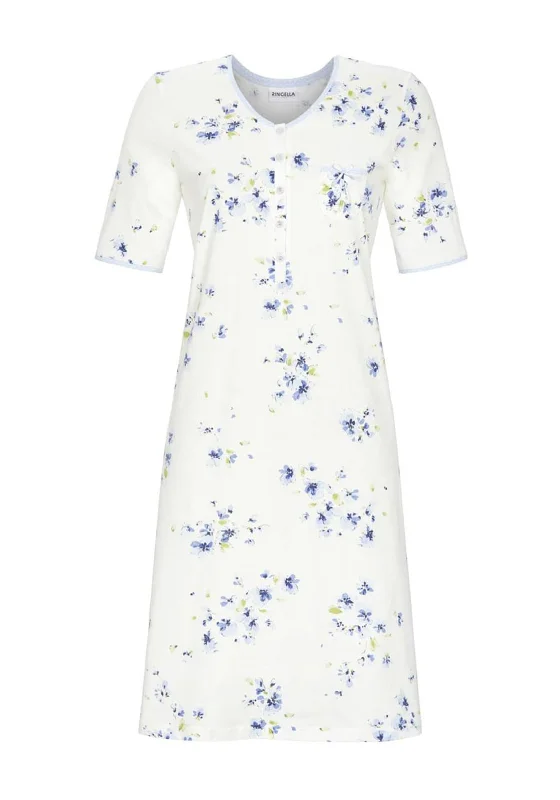 Ringella Floral Buttoned Nightdress, Blue Multi