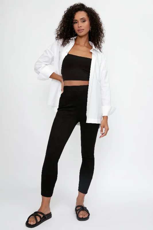 Nini High Rise Crop Pant in Black