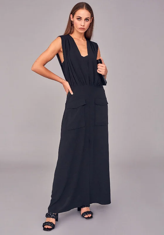 Naya Layered Bodice Maxi Dress, Black