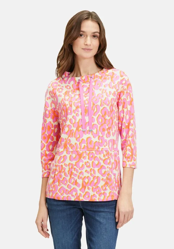 Betty Barclay Leopard Drawstring Sweatshirt, Neon Pink