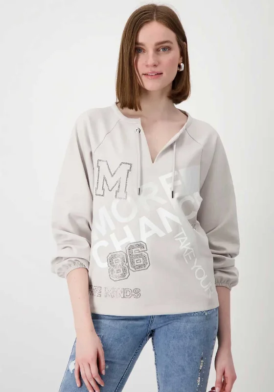 Monari Rhinestone Embellished Sweatshirt, Light Grey