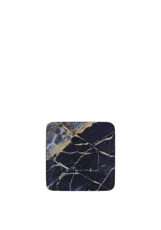 Creative Tops Set of 6 Cork Backed Luxury Coasters, Navy Marble