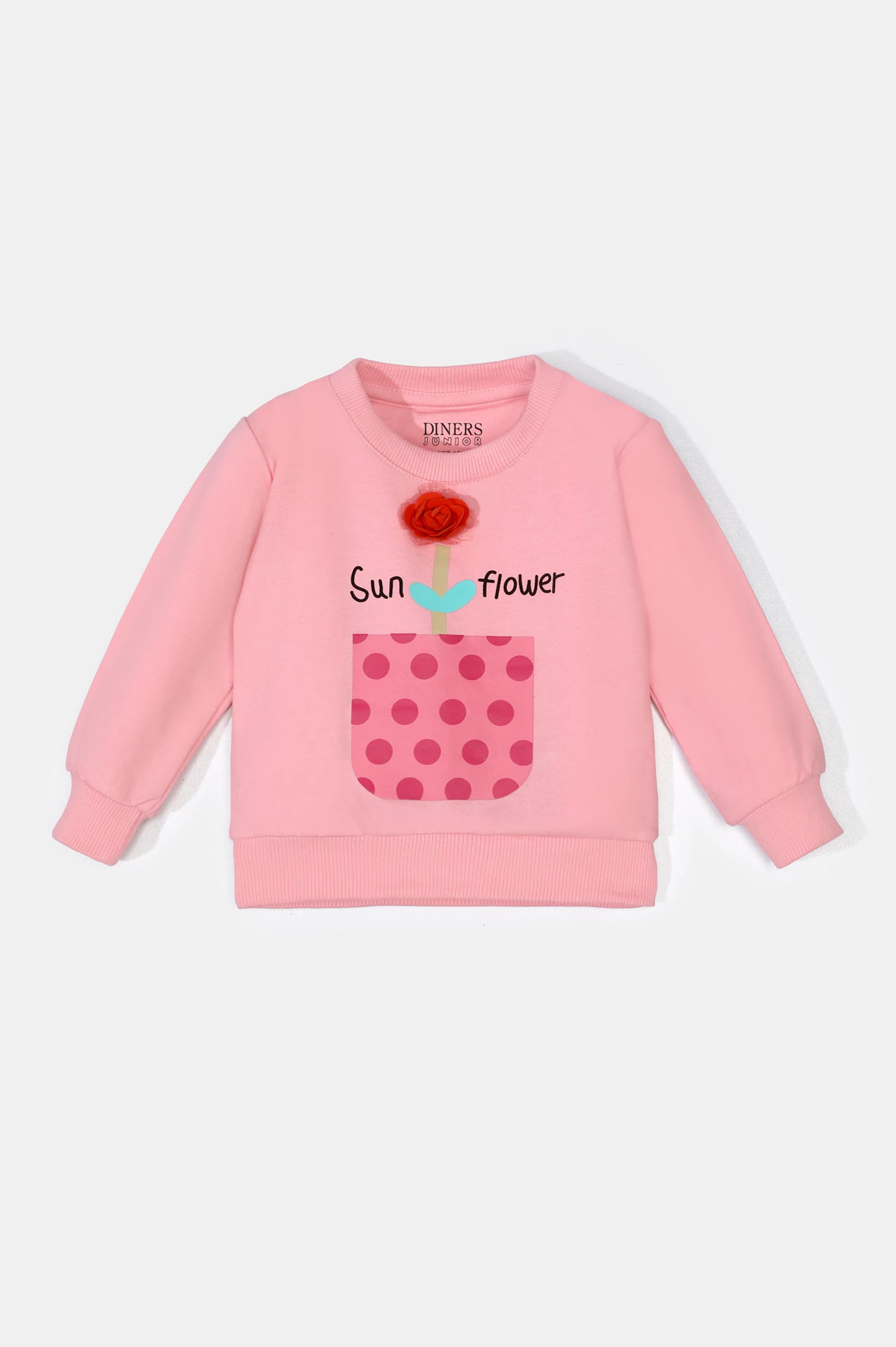 Pink Floral Printed Girls Sweatshirt