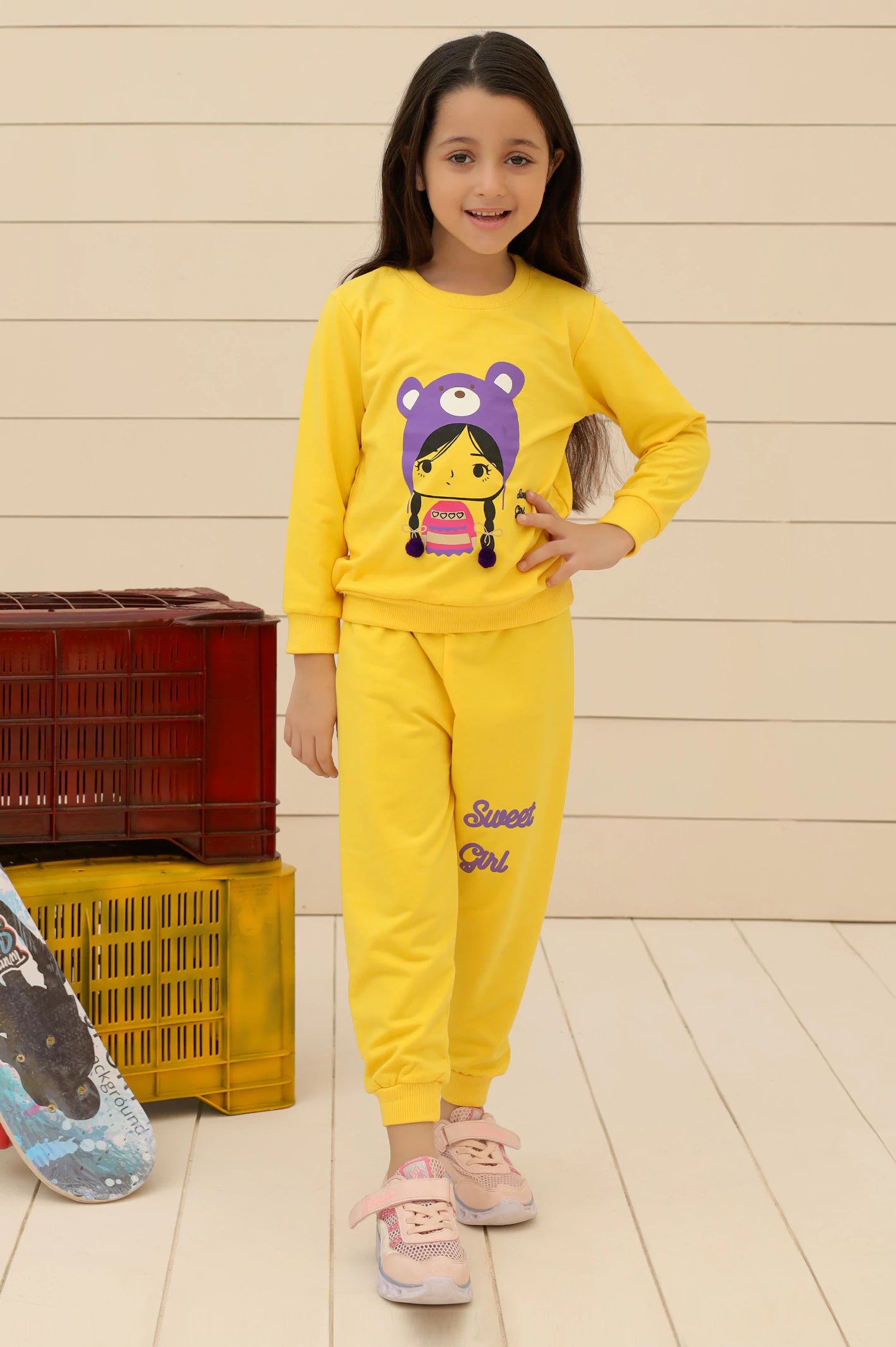 Yellow Girls Sweatshirt with Trouser