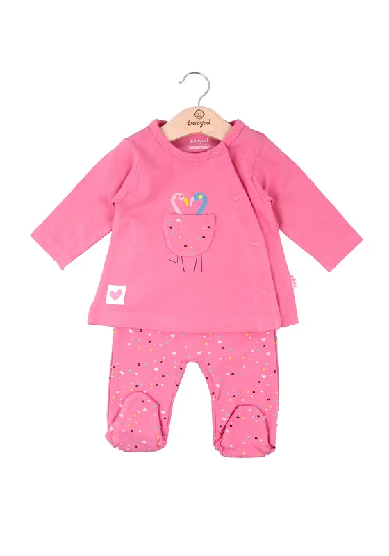 Babybol Baby Girl Flamingo Top and Pant Set, Pink