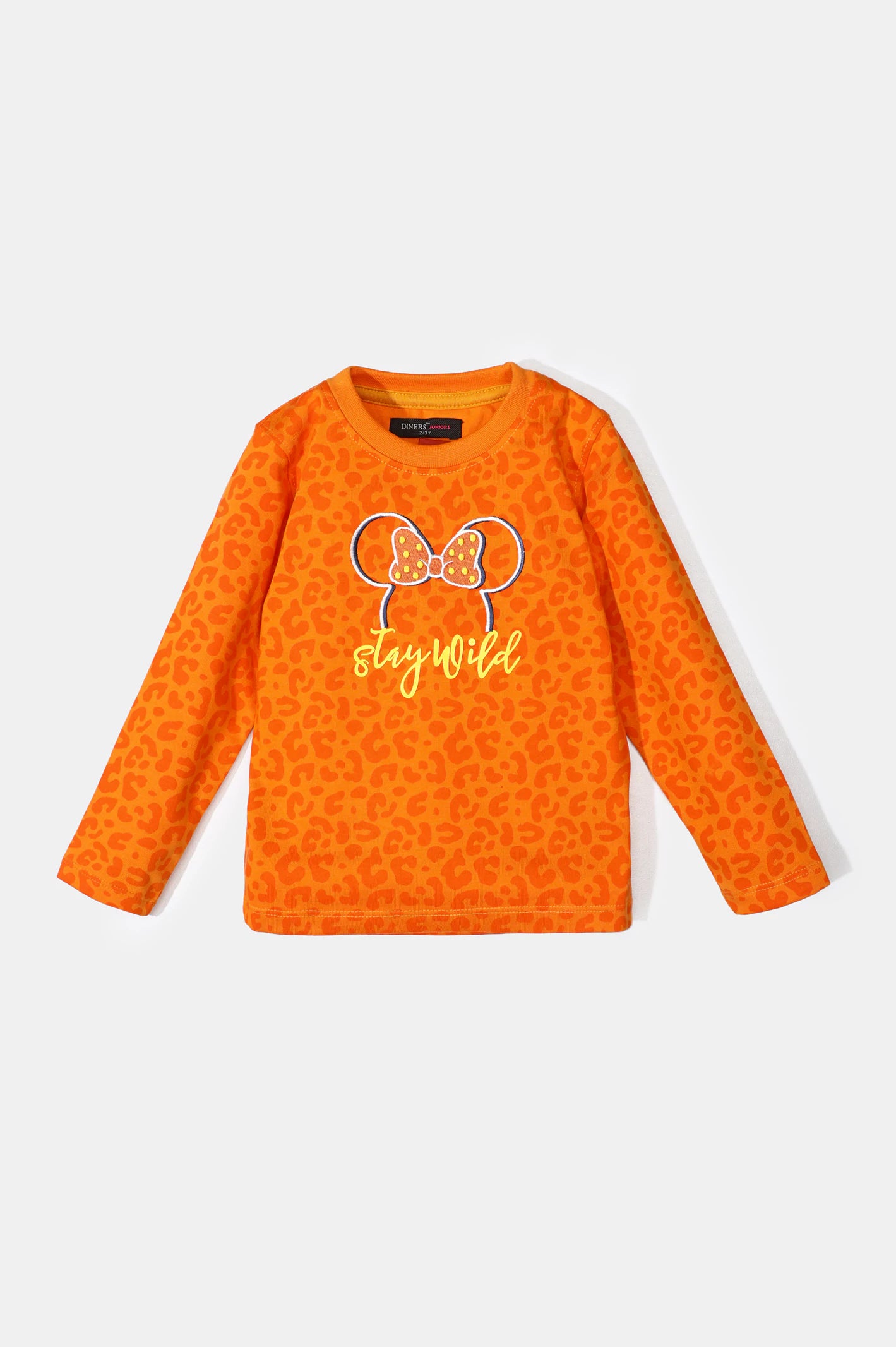 Orange Printed Girls Sweatshirt