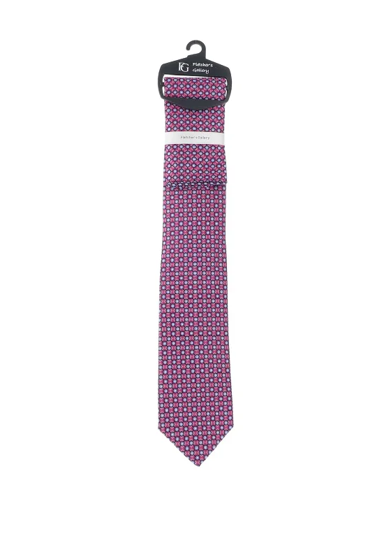 Fletchers Gallery Medallion Print Tie & Pocket Square Set, Pink