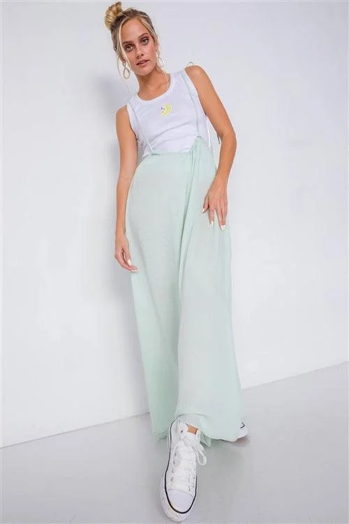 Mint Overall Vintage Sheer Wide Leg Jumpsuit / 2-1-1