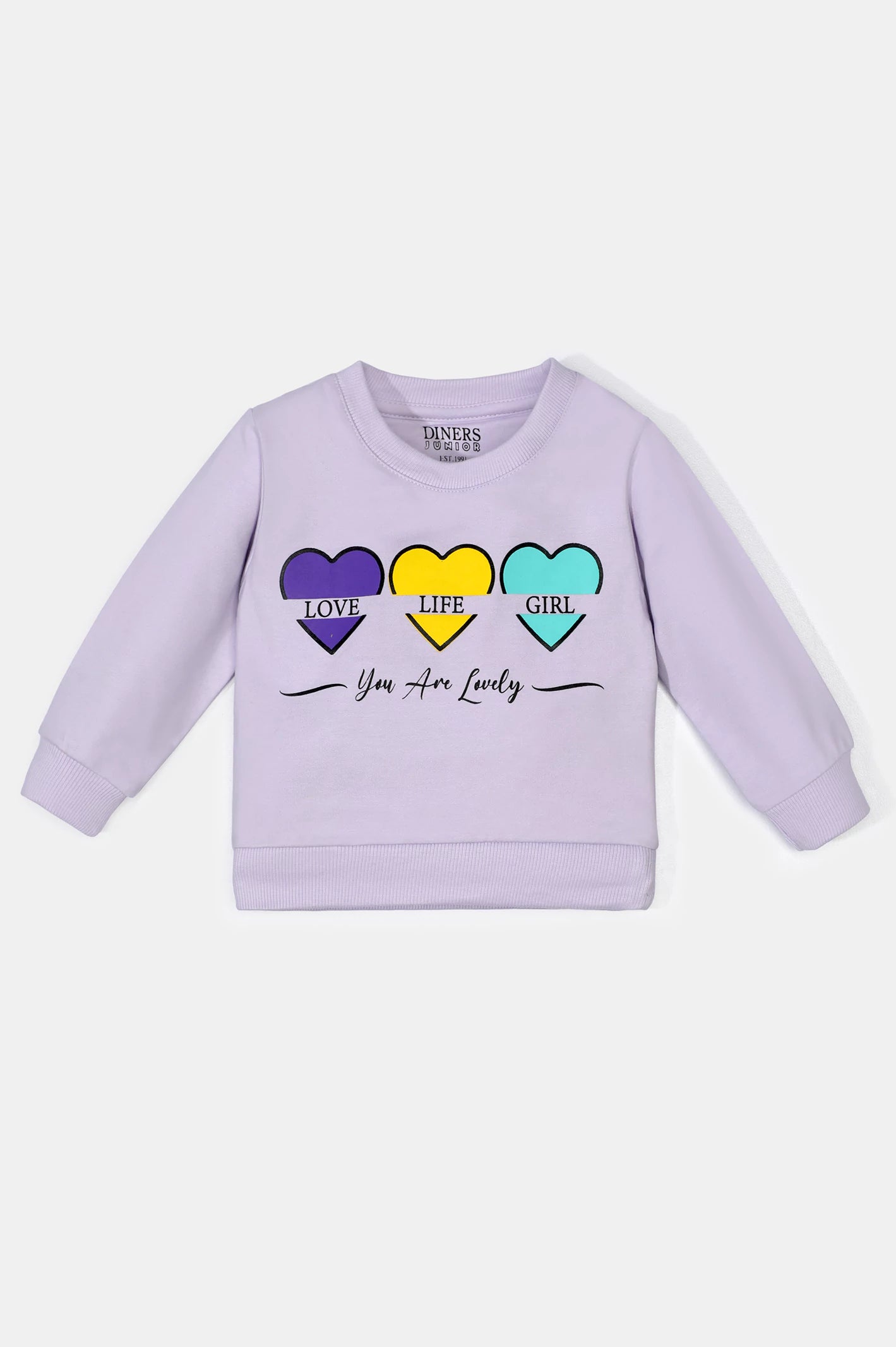 Light Purple Graphic Printed Girls Sweatshirt