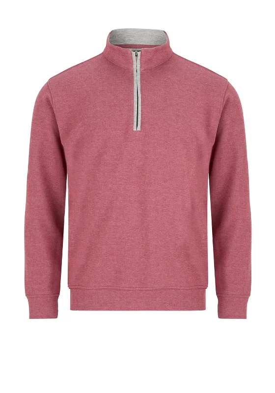 Daniel Grahame Quarter Zip Sweatshirt, Red Melange