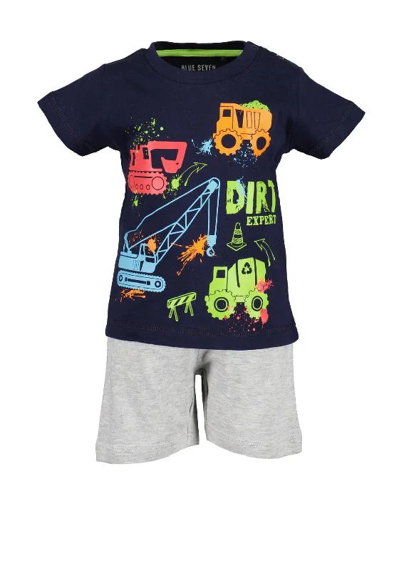 Blue Seven Baby Boy Dirt Expert Tee and Short Set, Navy