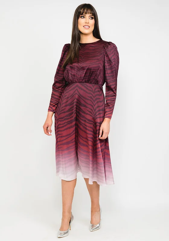 Ted Baker Banarni Zebra Print Midi Dress, Oxblood