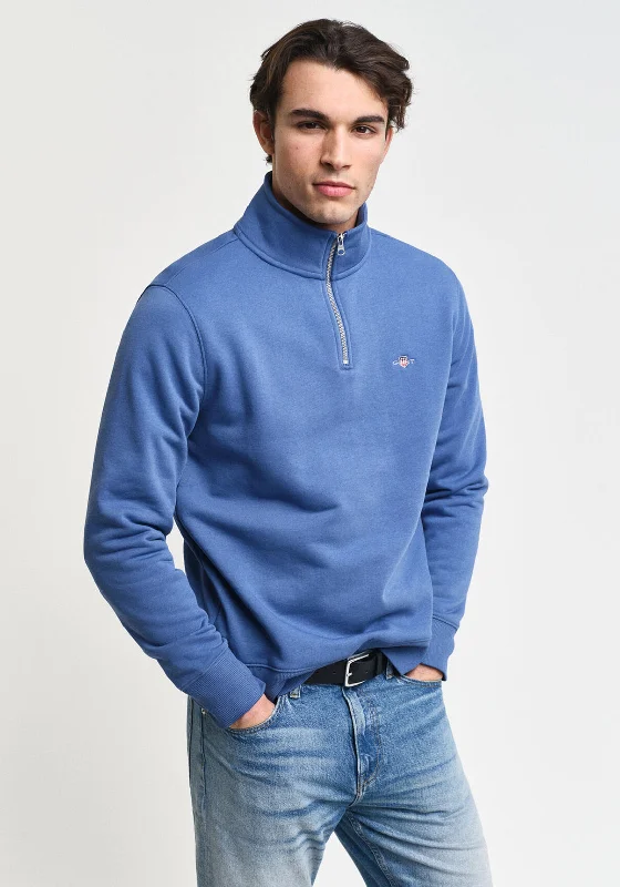 Gant Shield Half Zip Sweatshirt, Vintage Blue