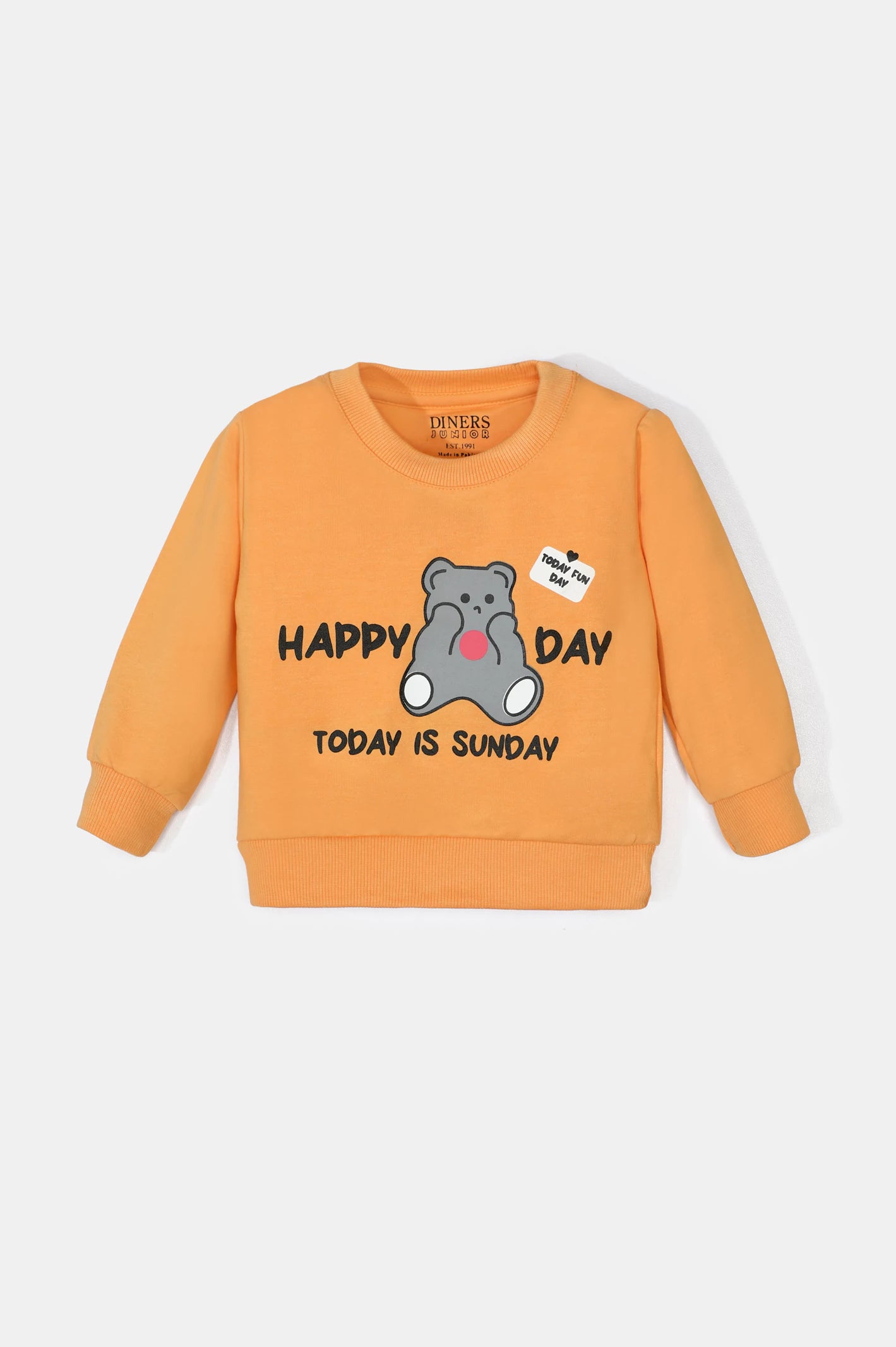 Light Orange Graphic Printed Girls Sweatshirt