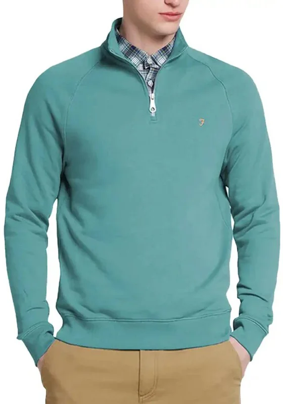 Farah Jim Quarter Zip Sweatshirt, Brook Blue