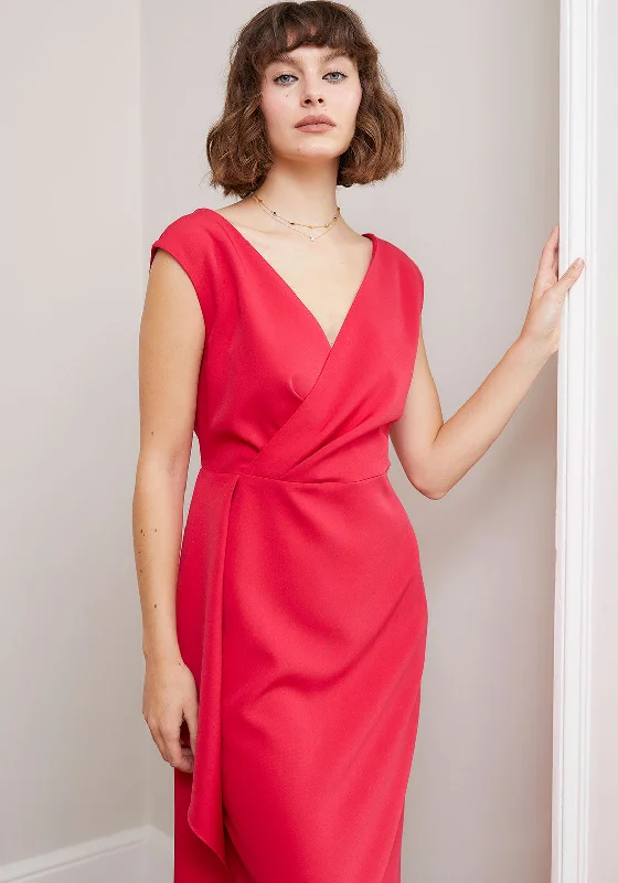 Sisters by Caroline Kilkenny Jacki Frill Trim Dress, Hot Pink