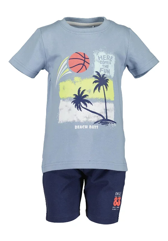 Blue Seven Boy Beach Days Short Set, Blue