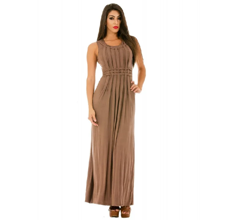 Sleeveless Maxi Dress with Lattice Front 153740