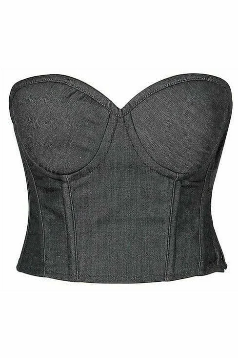 Lavish Black Denim Underwire Bustier