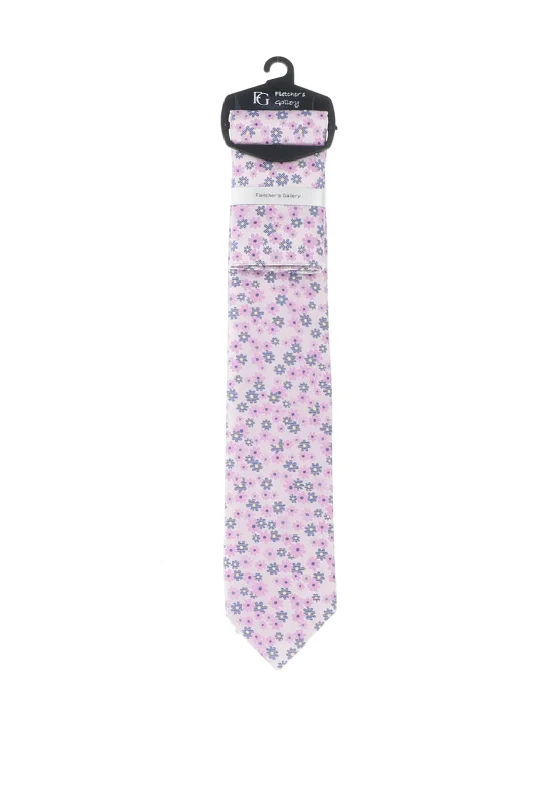 Fletchers Gallery Spring Floral Tie & Pocket Square Set, Lilac