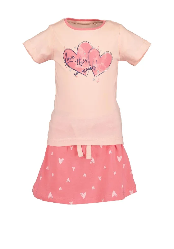 Blue Seven Girl Heart Tee and Short Set, Pink