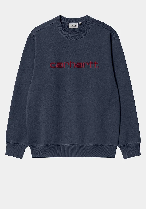 Carhartt WIP Logo Sweatshirt, Air Force Blue & Malbec