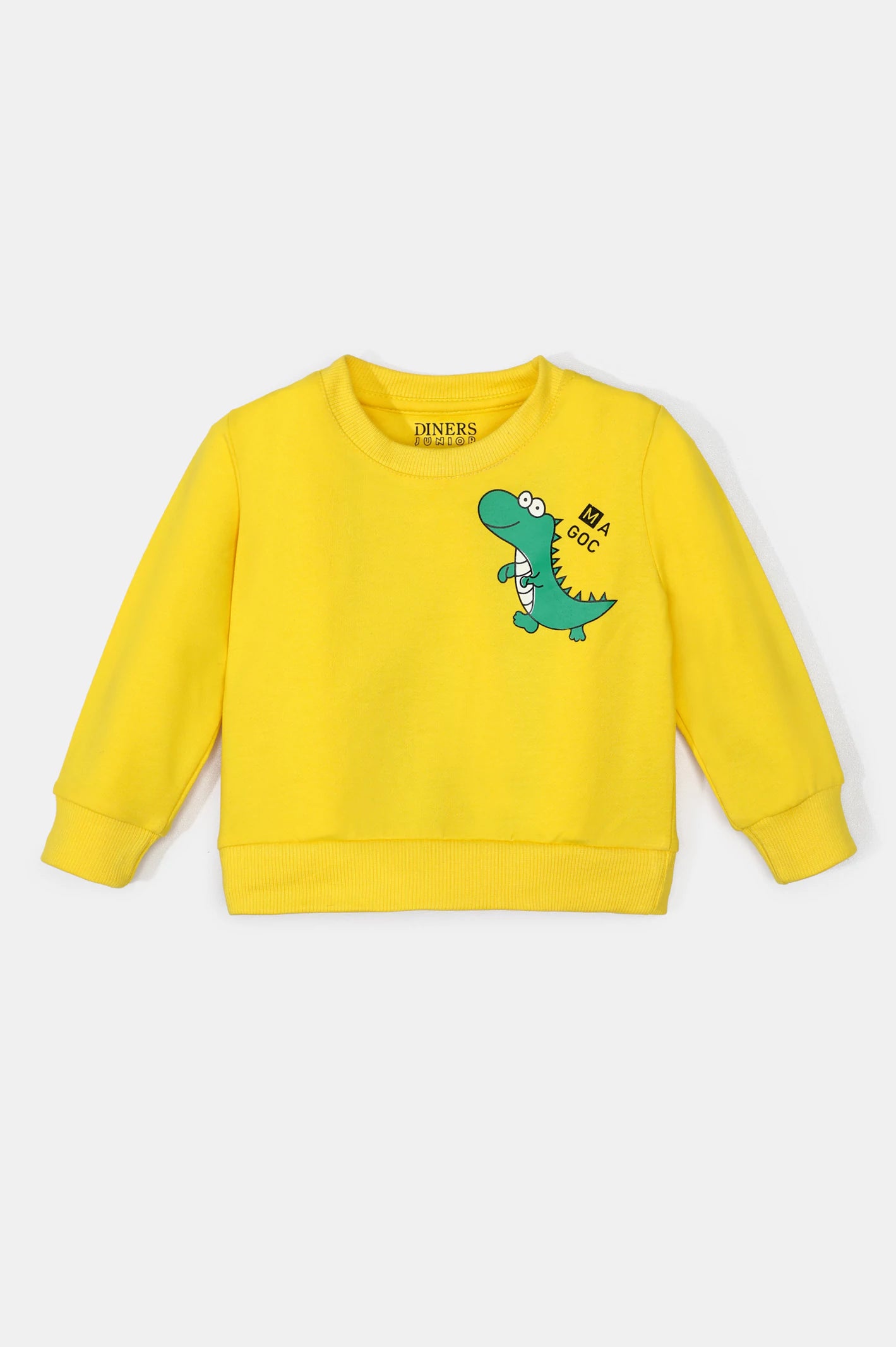 Yellow Dino Printed Boys Sweatshirt