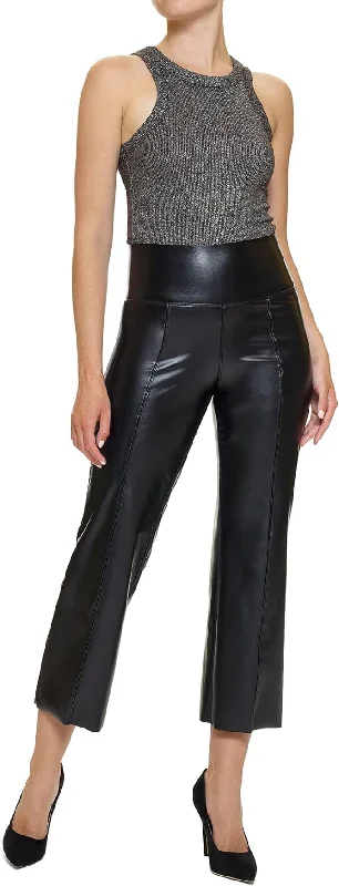 HUE Leather High Rise Cropped Flare - U23634