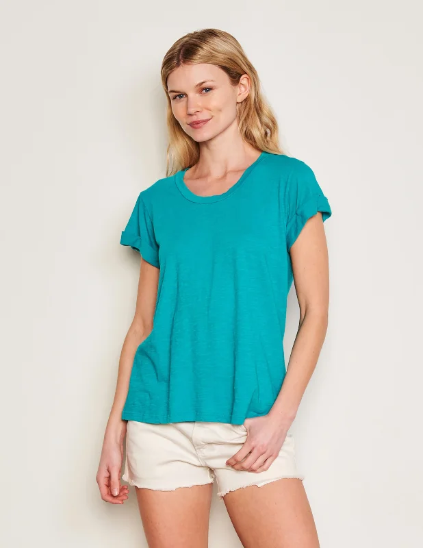 Sundry Rolled Sleeve Tee in Intense Teal