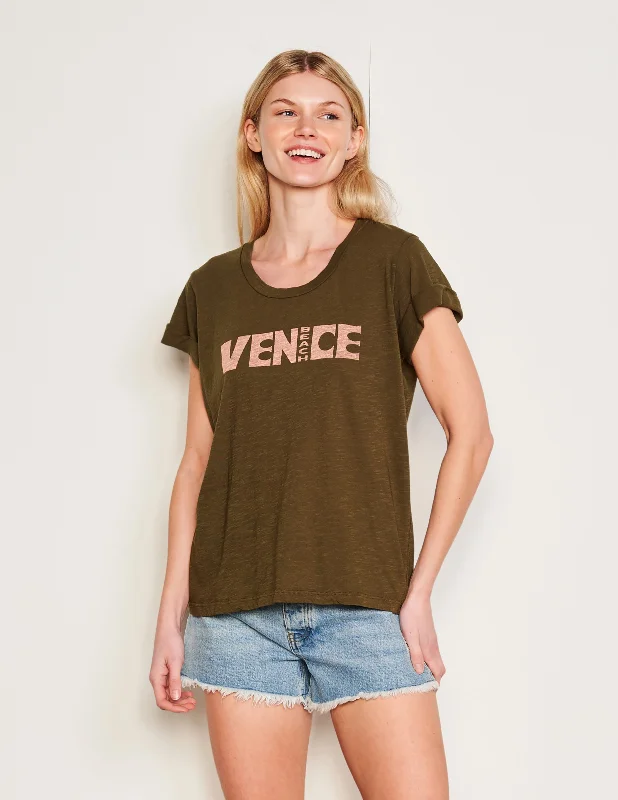 Sundry Venice Rolled Sleeve Tee in Olive